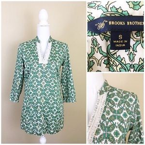 Brooks Brothers green floral boho tunic size Small